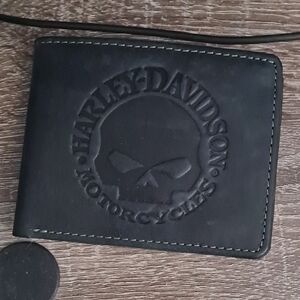Harley-Davidson Black Skull Leather Wallet
